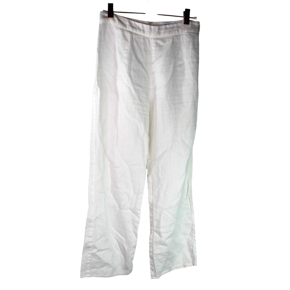 SIR. 100% Linen White Slacks Structured Summer Trousers Size XS